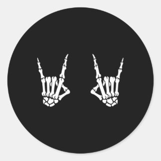 Skeleton Hands Rocker Rock On Rock Star Runder Aufkleber