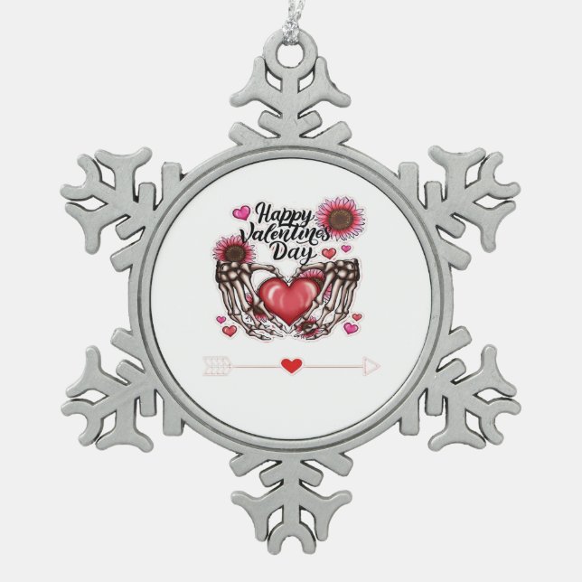 Skeleton Hands Valentinstag Classic Schneeflocken Zinn-Ornament (Vorderseite)