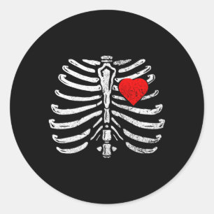 Skeleton He Rib Cage X-Ray Halloween Runder Aufkleber