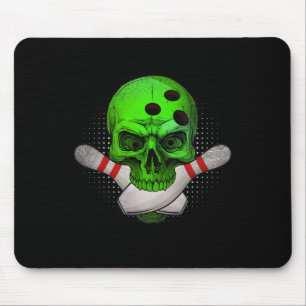 Skeleton Head Skull Bowling Ll und Buttone Happy H Mousepad