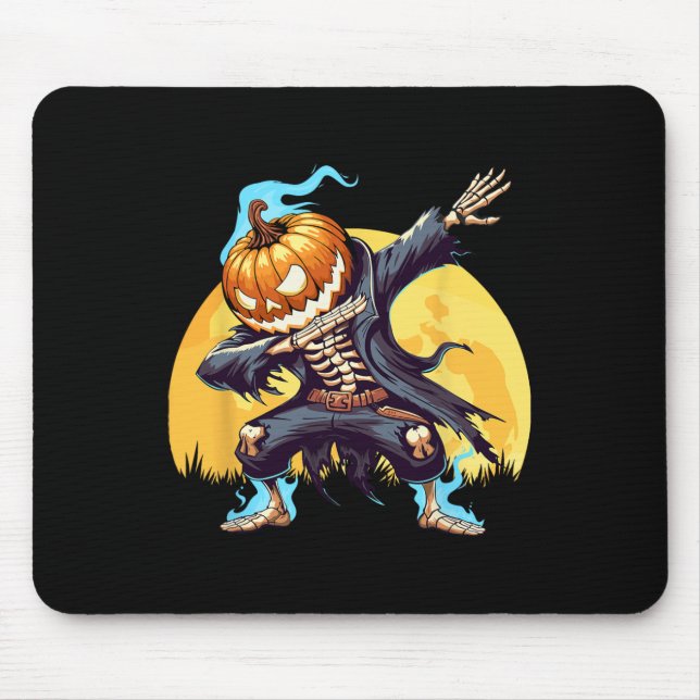 Skeleton Headless Pumpkin Dab Dance Boys Halloween Mousepad (Vorne)