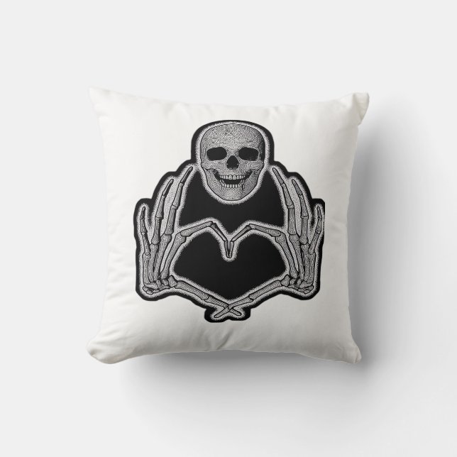 Skeleton Heart Hands Classic Kissen (Vorderseite)