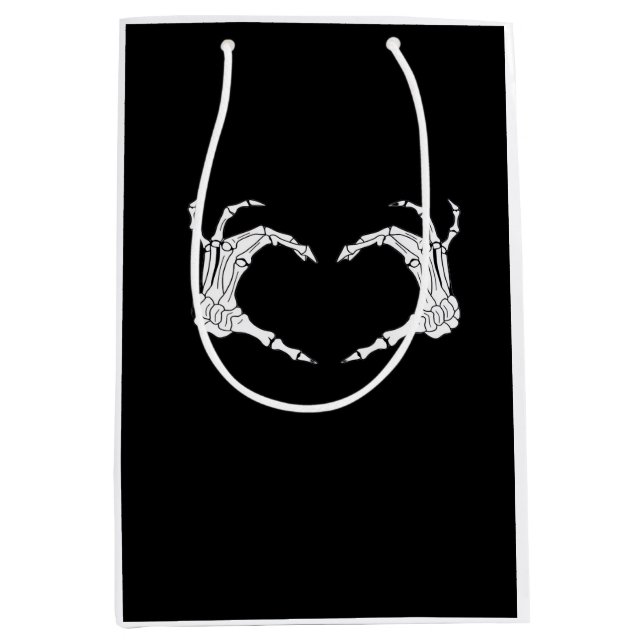 Skeleton Heart Hands Classic Mittlere Geschenktüte (Vorderseite)