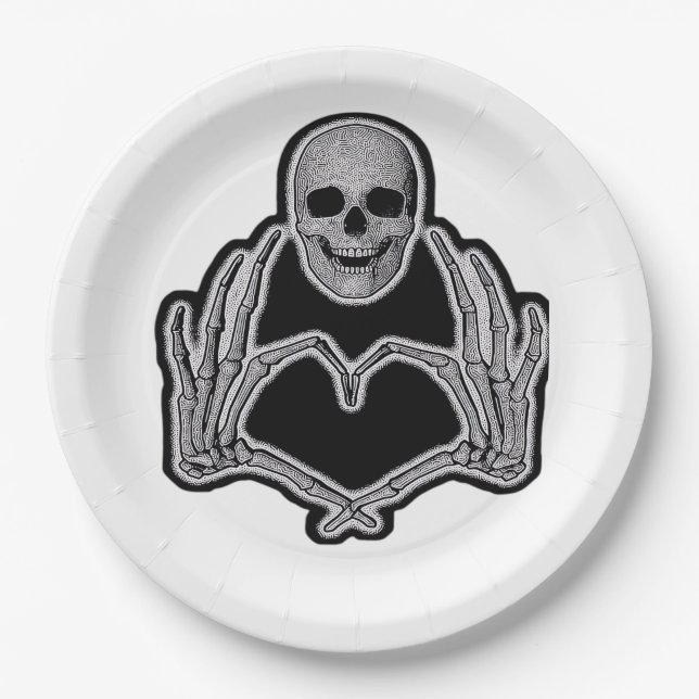Skeleton Heart Hands Classic Pappteller (Vorderseite)