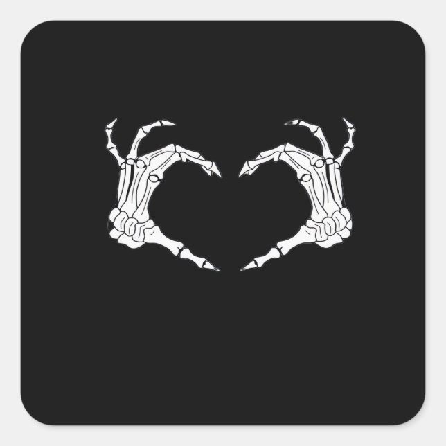 Skeleton Heart Hands Classic Quadratischer Aufkleber (Vorderseite)