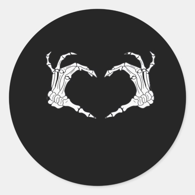 Skeleton Heart Hands Classic Runder Aufkleber (Vorderseite)