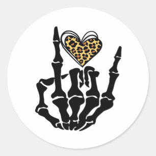 Skeleton Heart Hands Classic Runder Aufkleber