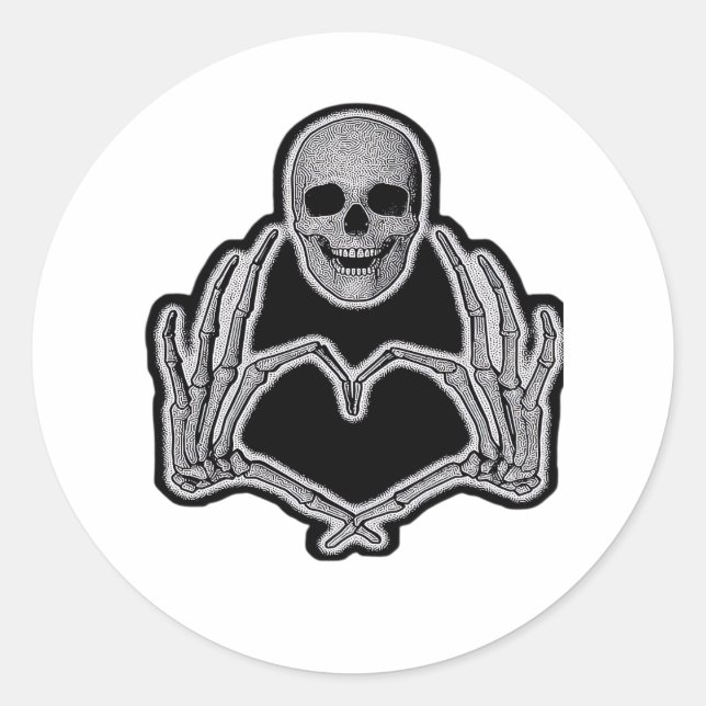 Skeleton Heart Hands Classic Runder Aufkleber (Vorderseite)
