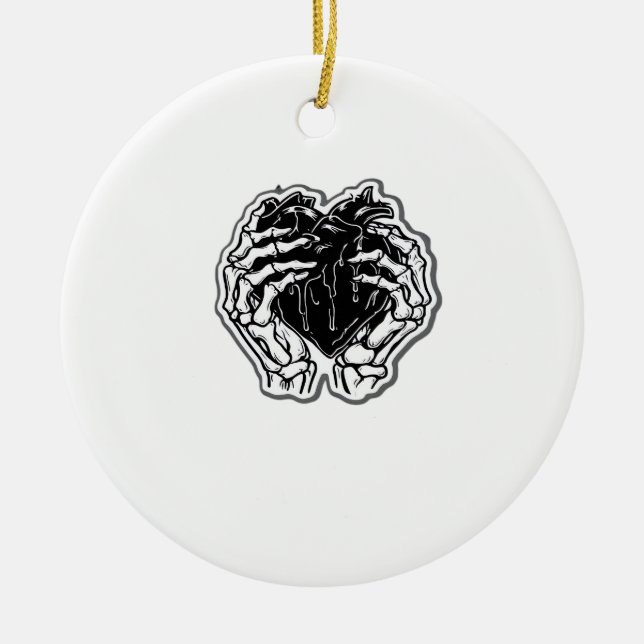 Skeleton Heart Hands Funny Keramik Ornament (Vorne)