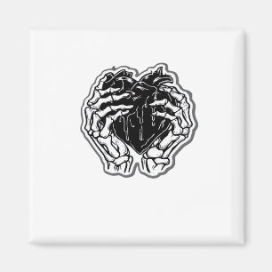 Skeleton Heart Hands Funny Magnet