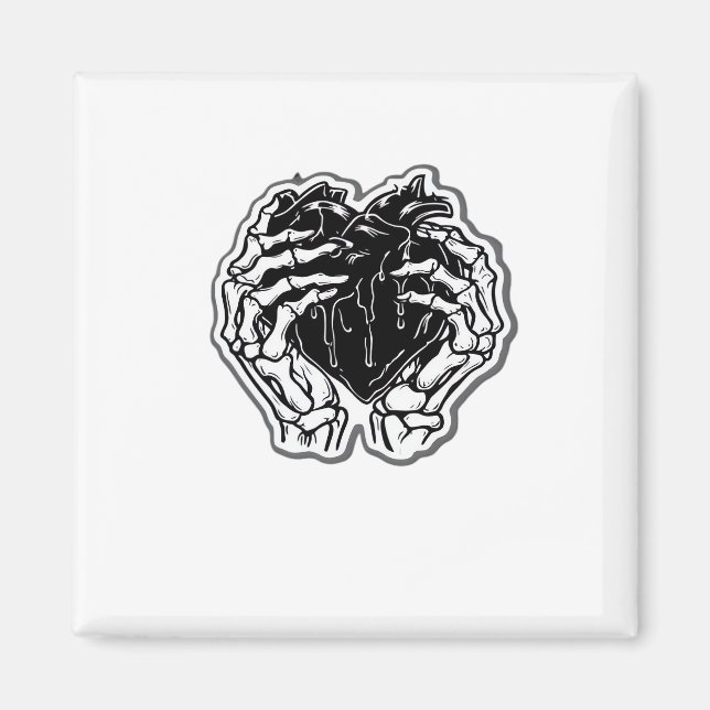 Skeleton Heart Hands Funny Magnet (Vorne)