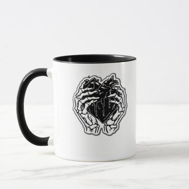 Skeleton Heart Hands Funny Tasse (Links)