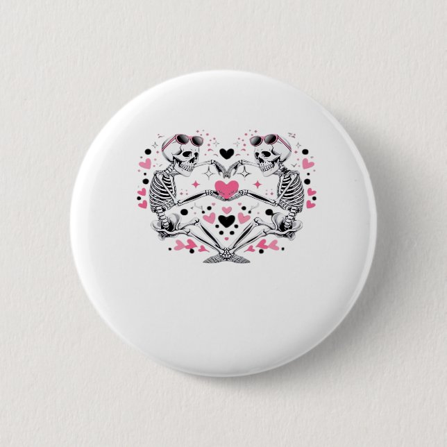Skeleton Heart Hands Klassische Viren Button (Vorderseite)