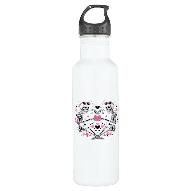 Skeleton Heart Hands Klassische Viren Edelstahlflasche (Vorderseite)