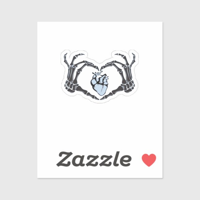Skeleton Heart Hands Klassisches Design zu Hallowe Aufkleber (Blatt)