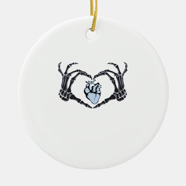 Skeleton Heart Hands Klassisches Design zu Hallowe Keramik Ornament (Vorne)