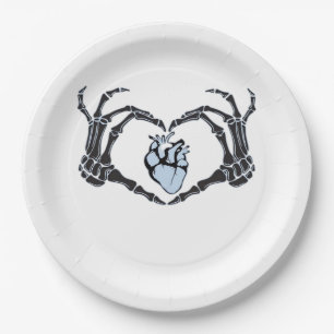 Skeleton Heart Hands Klassisches Design zu Hallowe Pappteller