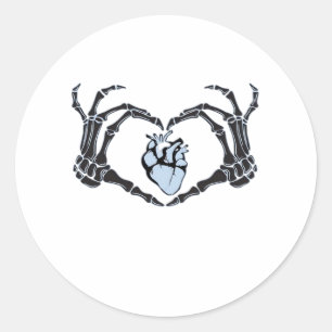 Skeleton Heart Hands Klassisches Design zu Hallowe Runder Aufkleber