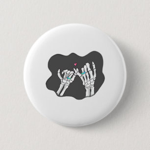 Skeleton Heart Hands Promise Button