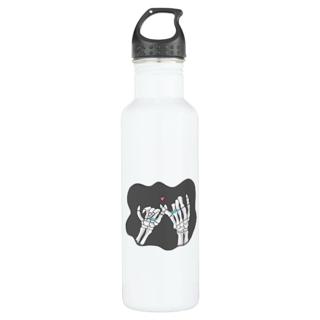 Skeleton Heart Hands Promise Edelstahlflasche (Vorderseite)