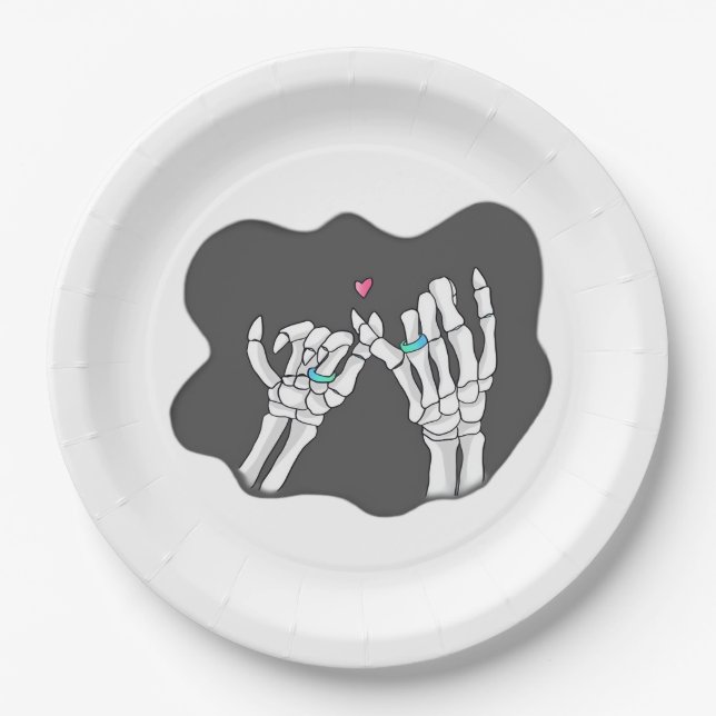 Skeleton Heart Hands Promise Pappteller (Vorderseite)
