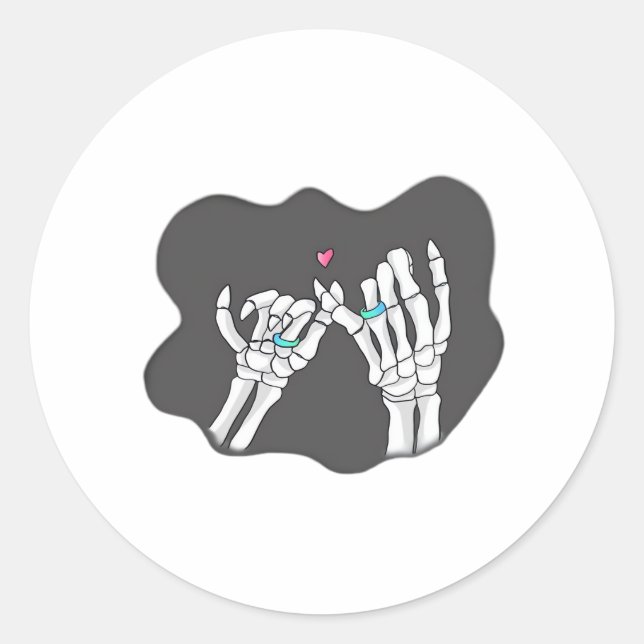 Skeleton Heart Hands Promise Runder Aufkleber (Vorderseite)
