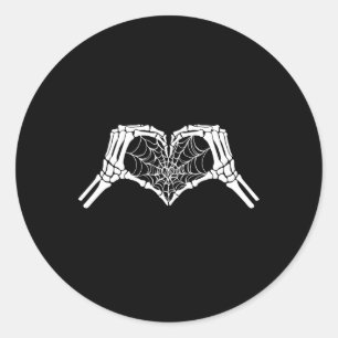 Skeleton Heart Hands Spiderweb Halloween Spooky Lo Runder Aufkleber