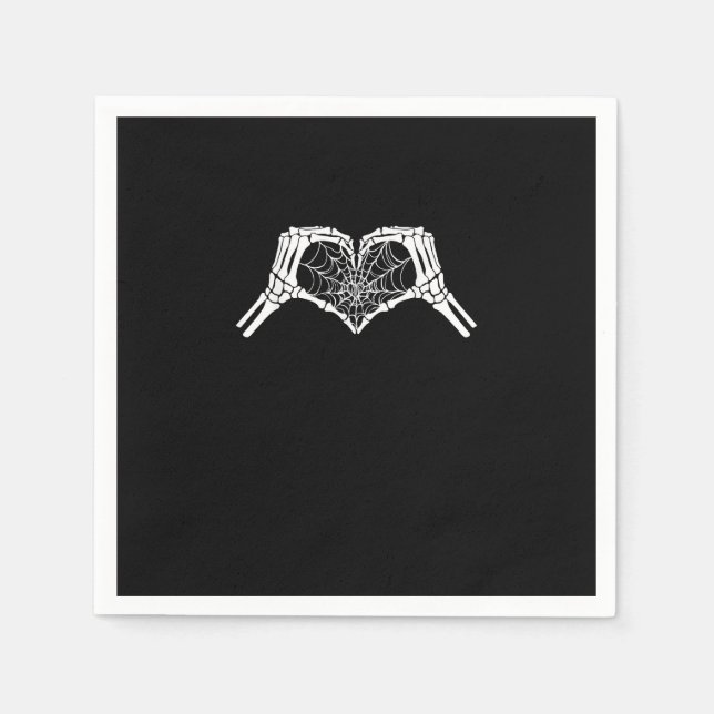 Skeleton Heart Hands Spiderweb Halloween Spooky Wo Serviette (Vorderseite)
