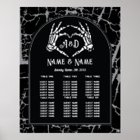 Skeleton Heart Hands Table Plan Hochzeit