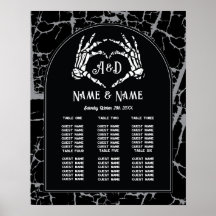 Skeleton Heart Hands Table Plan Hochzeit