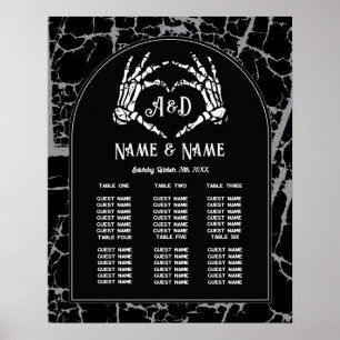 Skeleton Heart Hands Table Plan Hochzeit Poster