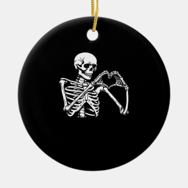 Skeleton Heart Hands unterzeichnen Halloween Kostü Keramik Ornament (Vorne)