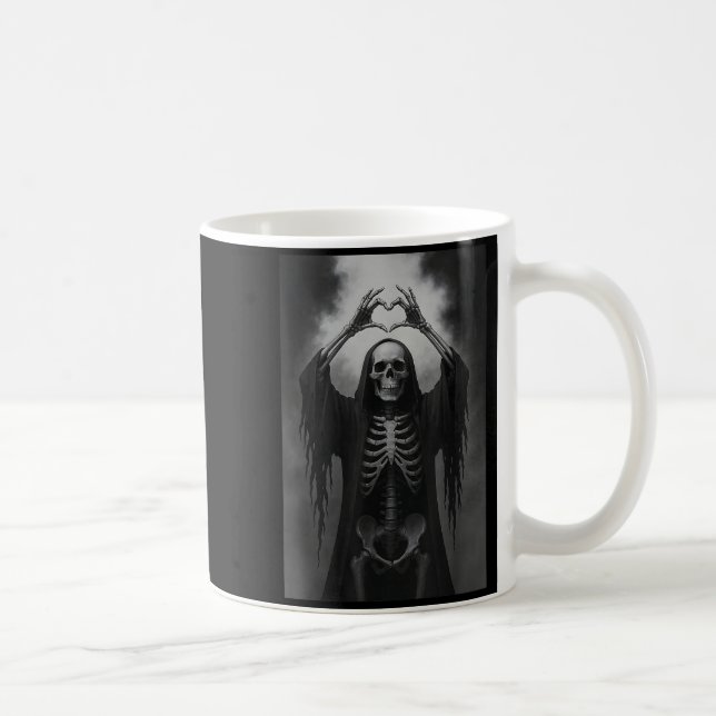 Skeleton Heart Hands Y Face Horror Ster Halloween  Kaffeetasse (Rechts)