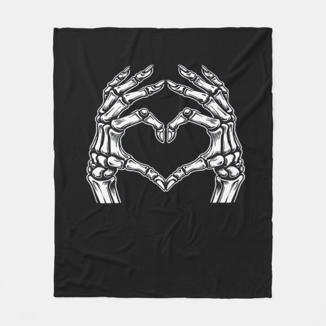 Skeleton Heart Hands Zeichnen Halloween Kostüm Bas Fleecedecke (Vorderseite)