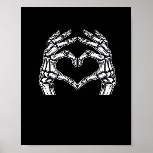 Skeleton Heart Hands Zeichnen Halloween Kostüm Bas Poster