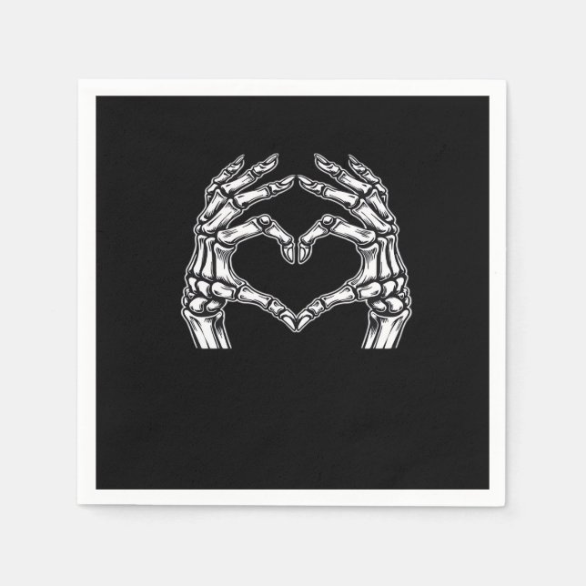 Skeleton Heart Hands Zeichnen Halloween Kostüm Bas Serviette (Vorderseite)