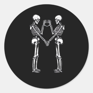 Skeleton Heart Hands Zeichnen Halloween Kostümklas Runder Aufkleber