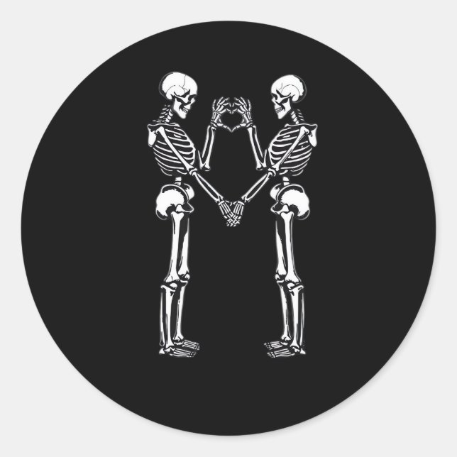 Skeleton Heart Hands Zeichnen Halloween Kostümklas Runder Aufkleber (Vorderseite)