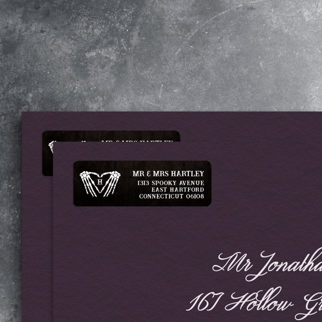 Skeleton Heart Monogram Goth Halloween Hochzeit (Von Creator hochgeladen)