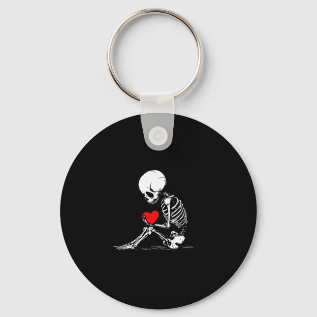 Skeleton Heart Valentines Emo Gothic Minimalist Ck Schlüsselanhänger (Vorderseite)
