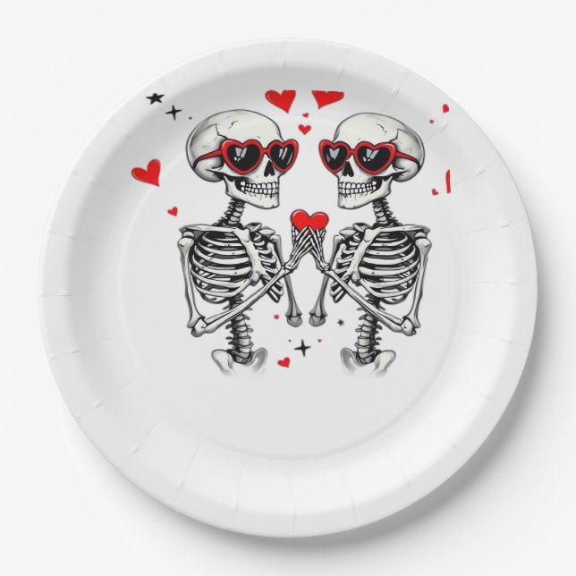 Skeleton Herz Hände für Trends Pappteller (Vorderseite)