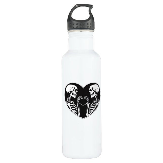 Skeleton Herz Hände unterzeichnen Halloween Kostüm Edelstahlflasche (Vorderseite)