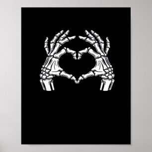 Skeleton Herz Hände unterzeichnen Halloween-Kostüm Poster