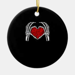 Skeleton Herz Hände unterzeichnen Valentinstag Nie Keramik Ornament