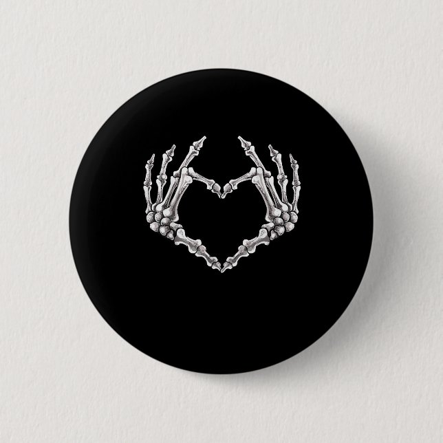 Skeleton Herz und Hände gotische Halloween-Kostüme Button (Vorderseite)