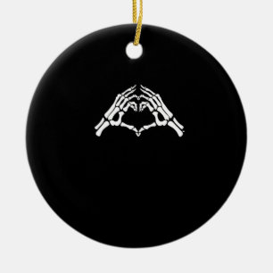 Skeleton Herz und Hände unterzeichnen Keramik Ornament