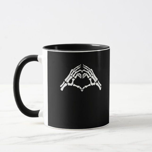 Skeleton Herz und Hände unterzeichnen Tasse (Links)