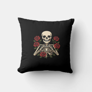 Skeleton Herzhandschuhe mit Rote Rosen - Romantisc Kissen