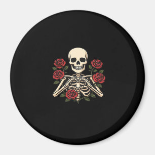 Skeleton Herzhandschuhe mit Rote Rosen - Romantisc Magnet