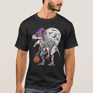 Skeleton Hexenduinsaur T Rex Funny Halloween Pump T-Shirt